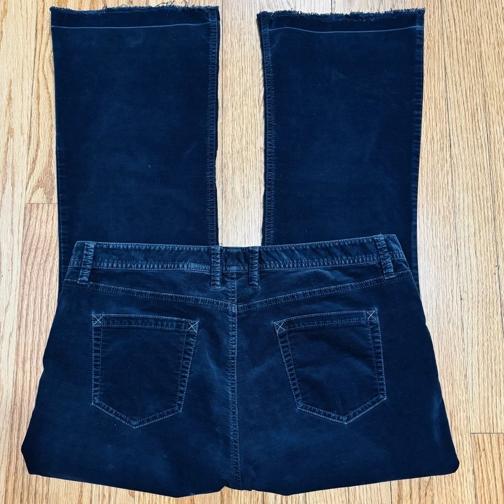Vintage Eddie Bauer Cowgirl 16 High Rise Navy Raw Hem Flare Leg Corduroy Pants